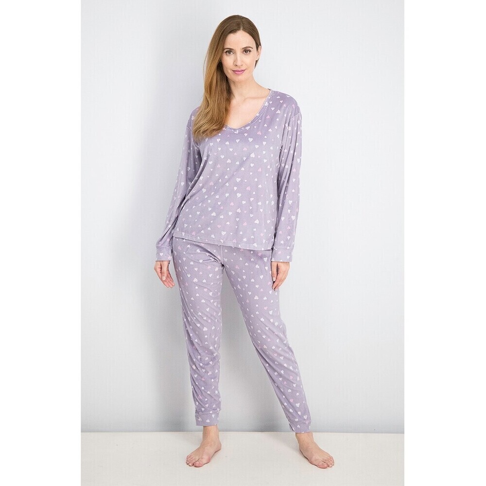 Kensie Velour Purple Heart Soft Cozy Pyjama Top Long Sleeve Size M TOP ONLY
